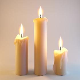 Three melted candles